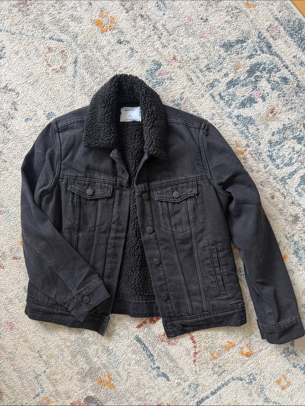 Old Navy Black Sherpa-Lined Jean Jacket